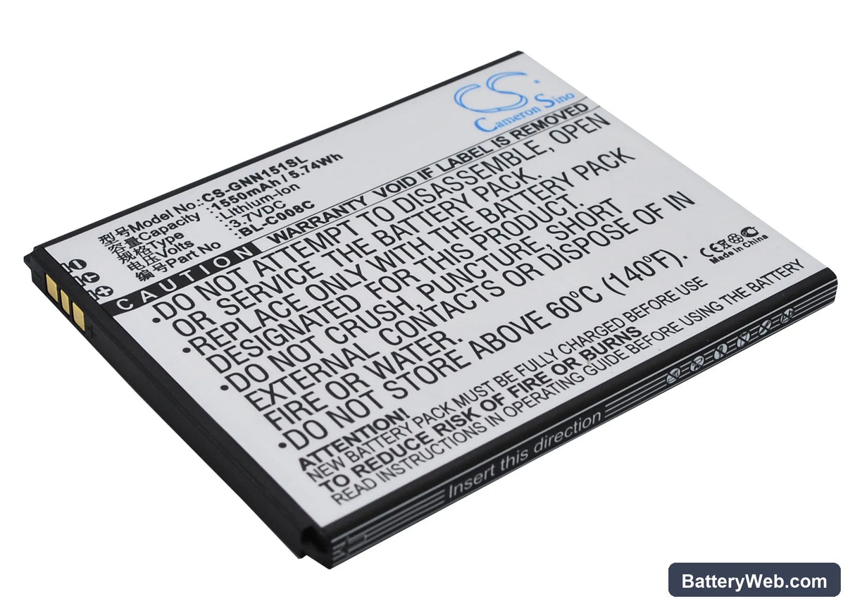GIONEE GN151 Replacement Battery, 3.7V, 1550mAh, Li-ion 2