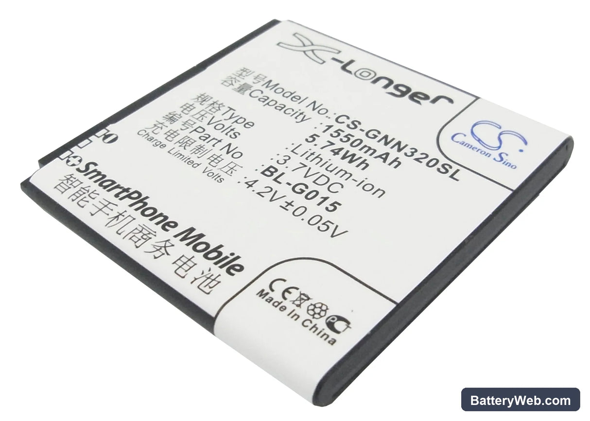 GIONEE GN320 Replacement Battery, 3.7V, 1550mAh, Li-ion 1