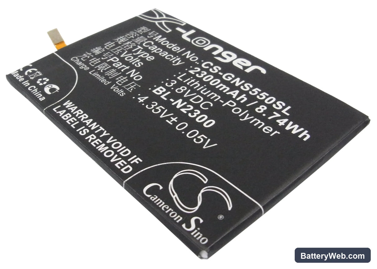 GIONEE S5.5 Replacement Battery, 3.8V, 2300mAh, Li-Polymer 1
