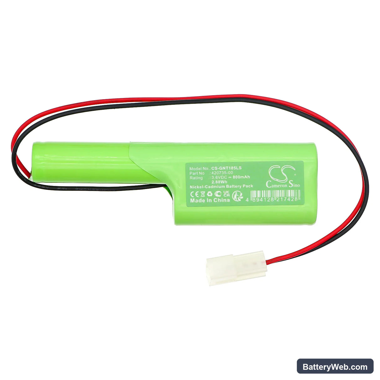 Genlyte 52-0185 Replacement Battery, 3.6V, 800mAh, Ni-CD 3