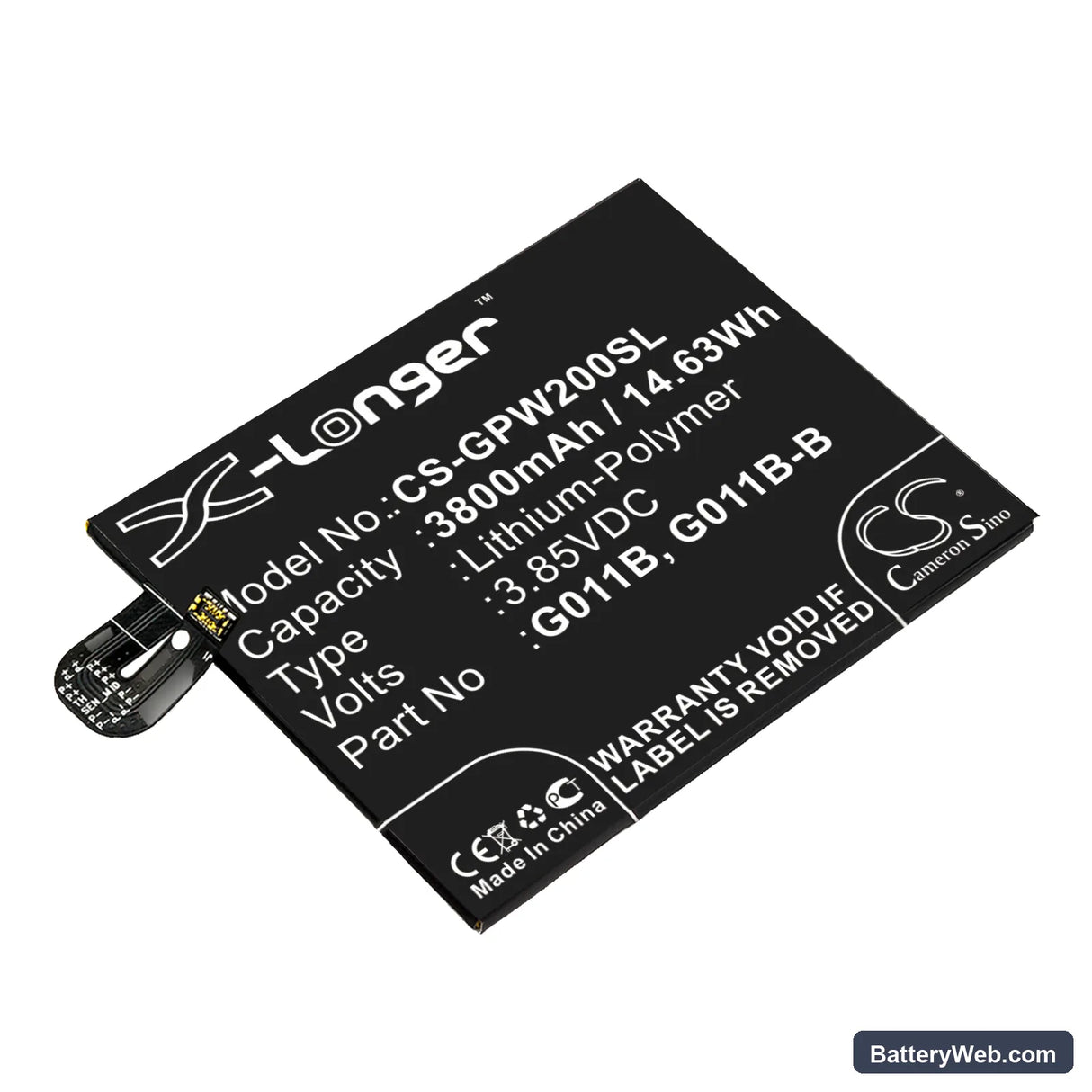 Google G011C Replacement Battery, 3.85V, 3800mAh, Li-Polymer 1