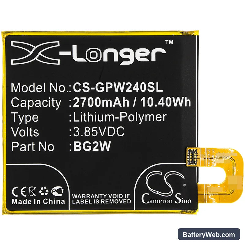 Google Pixel 2B Replacement Battery, 3.85V, 2700mAh, Li-Polymer 3