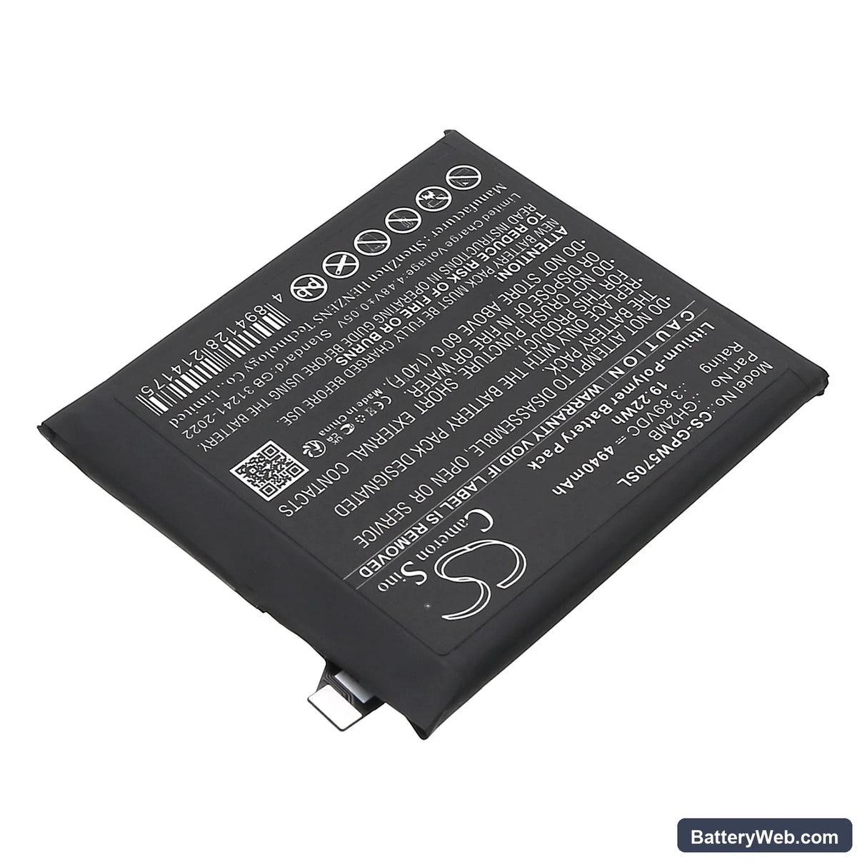 Google GQ57S Replacement Battery, 3.89V, 4940mAh, Li-Polymer 2