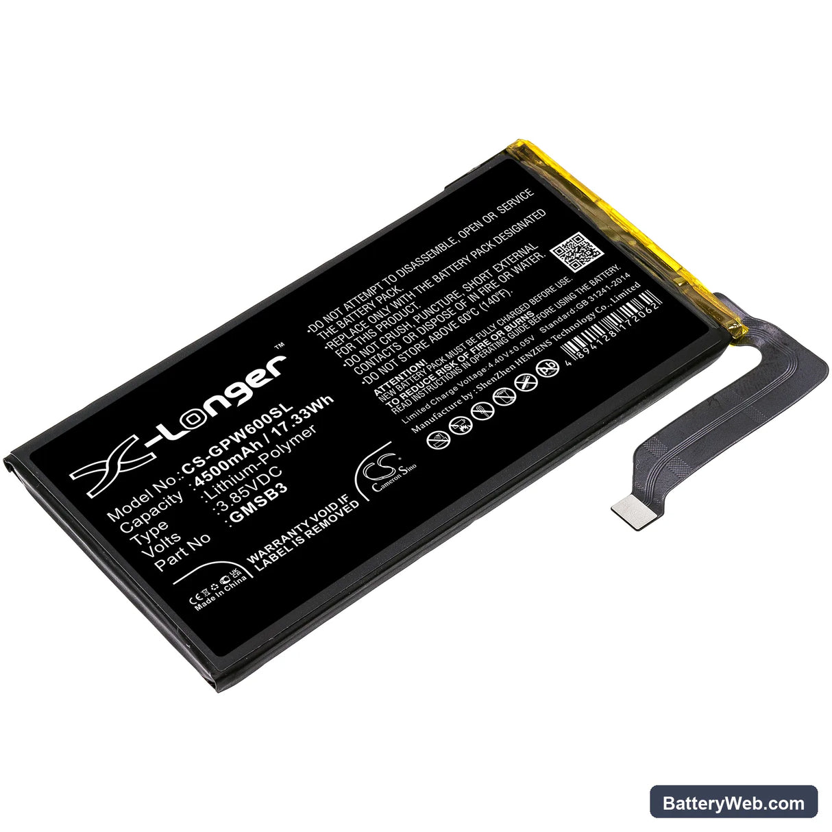 Google Pixel 6 Replacement Battery, 3.85V, 4500mAh, Li-Polymer 1