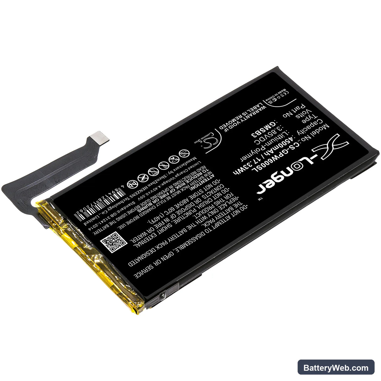 Google Pixel 6 Replacement Battery, 3.85V, 4500mAh, Li-Polymer 2