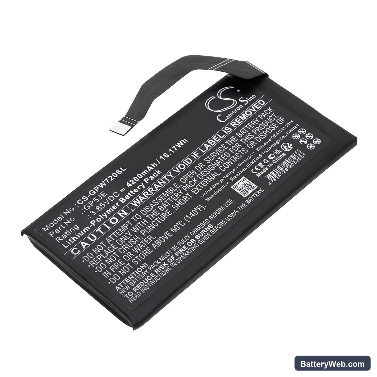 Google Pixel 7A Replacement Battery, 3.85V, 4200mAh, Li-Polymer 1