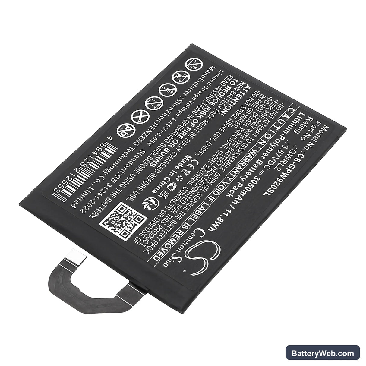 Google GC15S Replacement Battery, 3.87V, 3050mAh, Li-Polymer 2