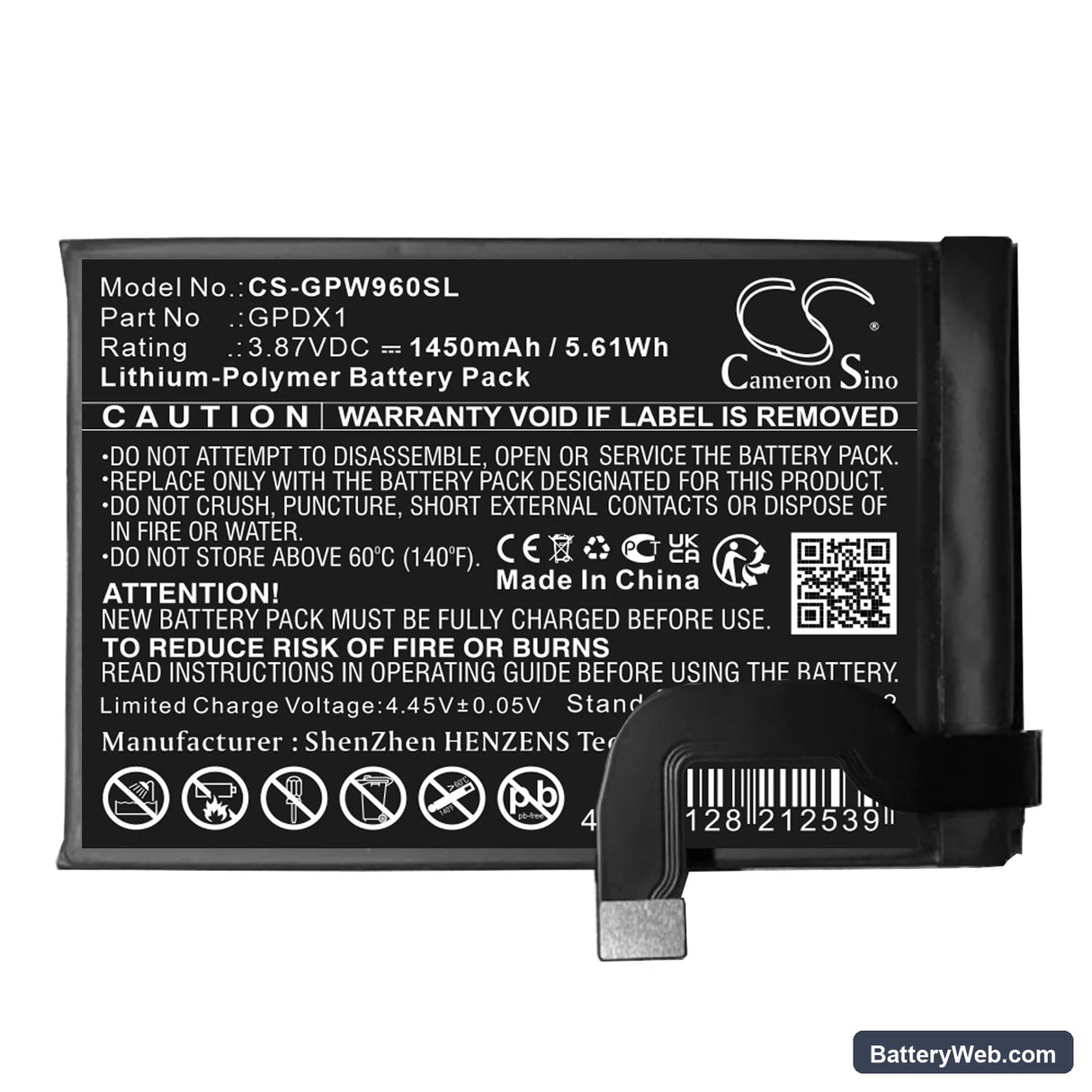 Google G0B96 Replacement Battery, 3.87V, 1450mAh, Li-Polymer 1