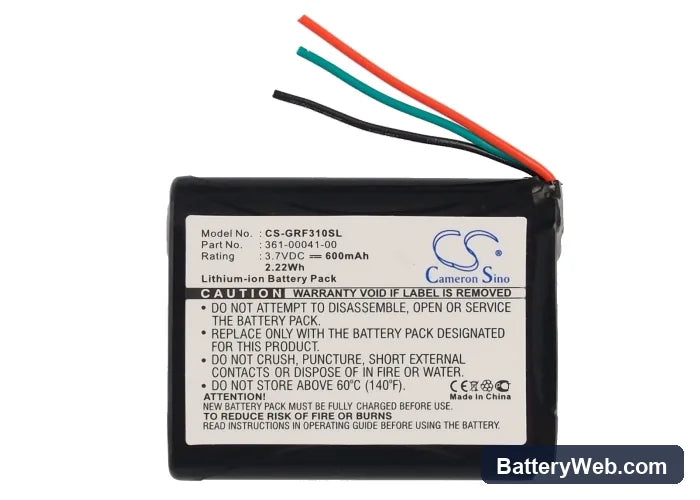 Garmin Forerunner 310XT Replacement Battery, 3.7V, 600mAh, Li-ion 5