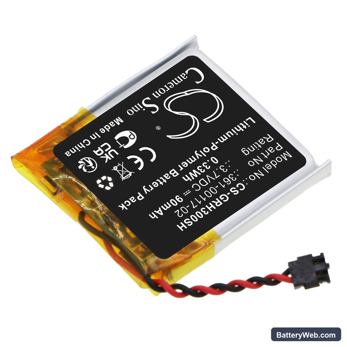 Garmin Forerunner 30 Replacement Battery, 3.7V, 90mAh, Li-Polymer 2