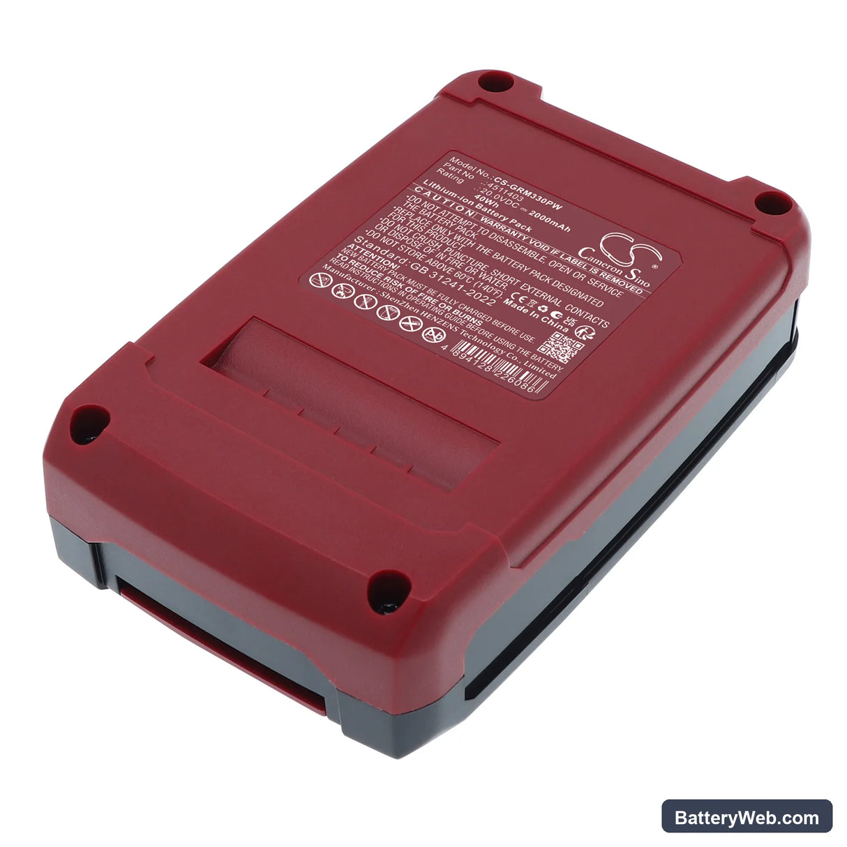 Gardol GAH-E 2046 Li OA Replacement Battery, 20.0V, 2000mAh, Li-ion 3