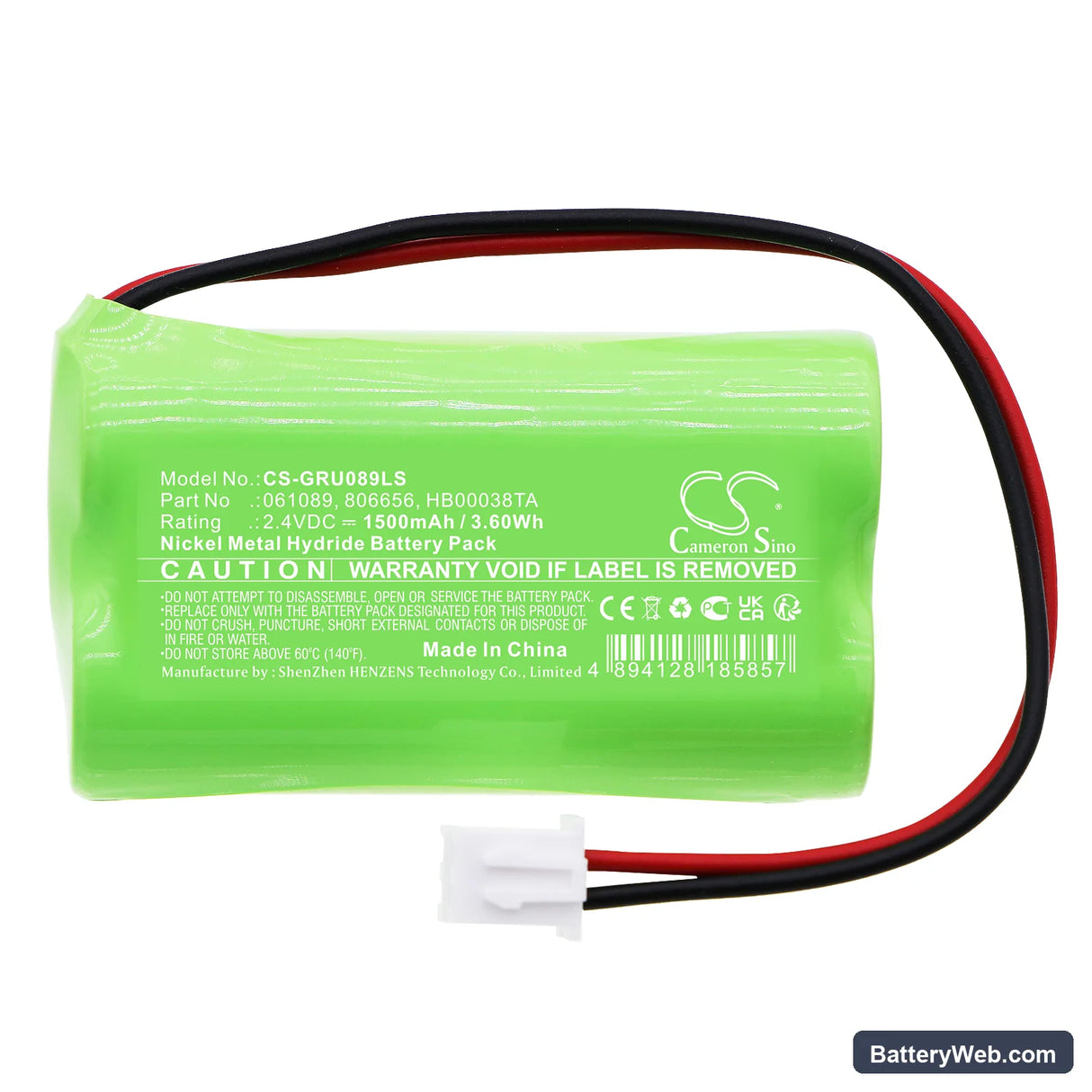 Legrand BAEH ECO2 Replacement Battery, 2.4V, 1500mAh, Ni-MH 3