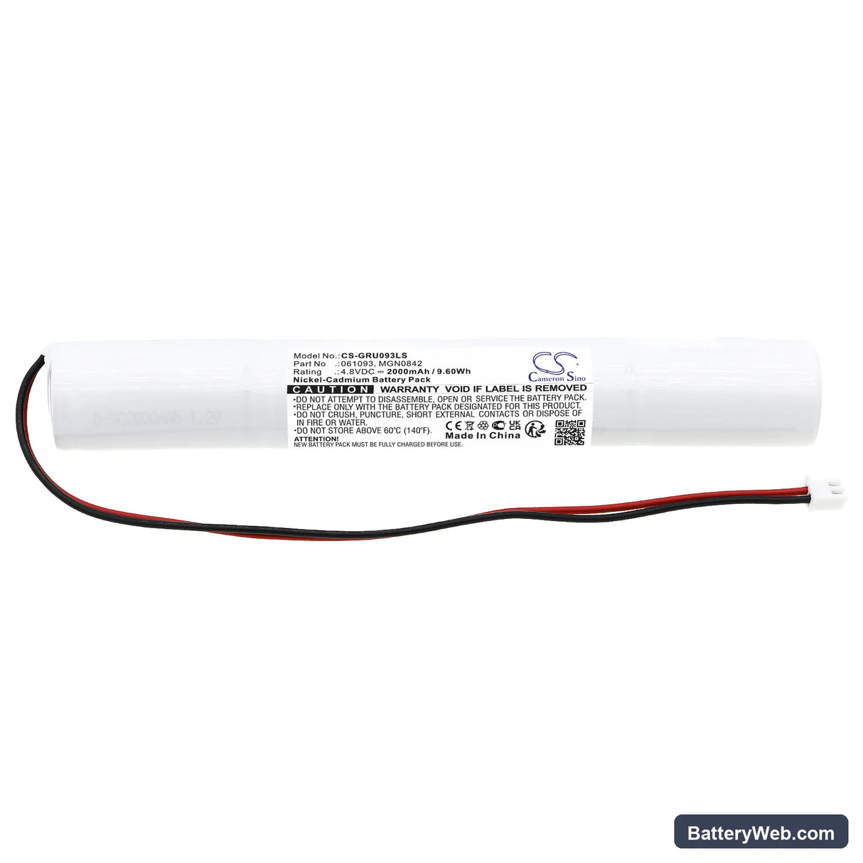 Legrand IP66 ECO1 Replacement Battery, 4.8V, 2000mAh, Ni-CD 3