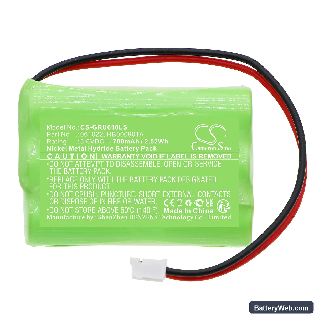 Legrand 061022 Replacement Battery, 3.6V, 700mAh, Ni-MH 3
