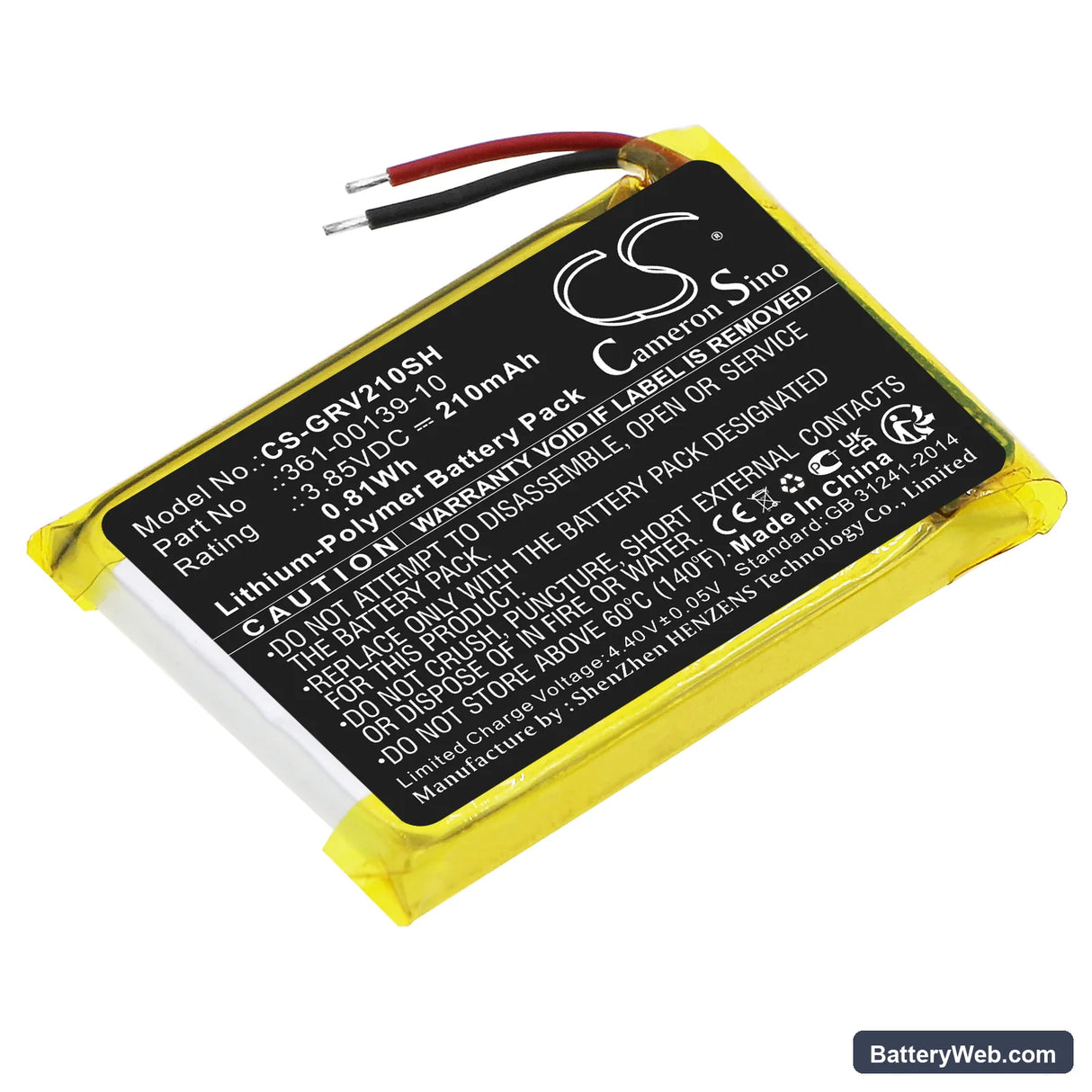 Garmin FENIX 7S Replacement Battery, 3.85V, 210mAh, Li-Polymer 1