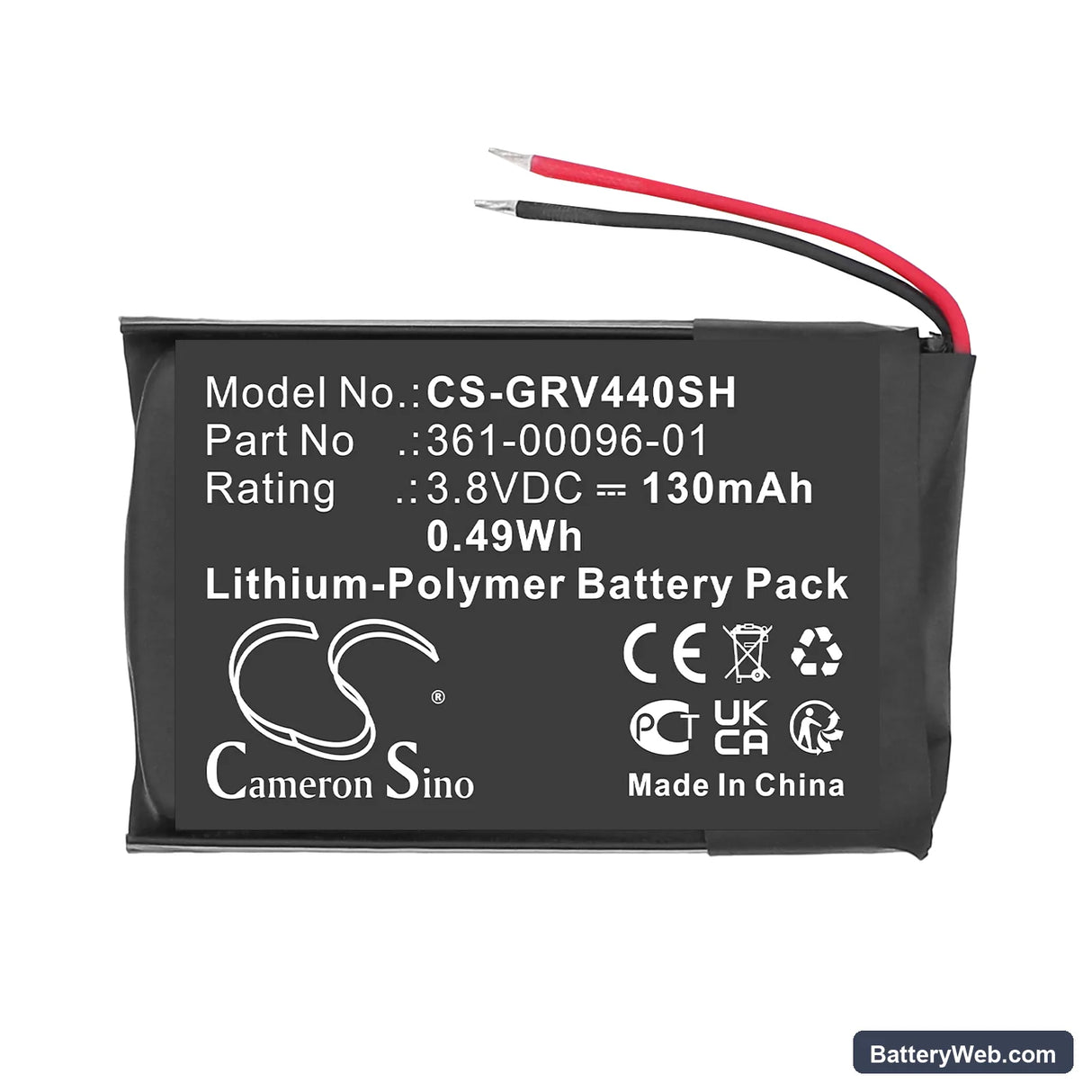 Garmin vivoactive 4S 40mm Replacement Battery, 3.8V, 130mAh, Li-Polymer 3