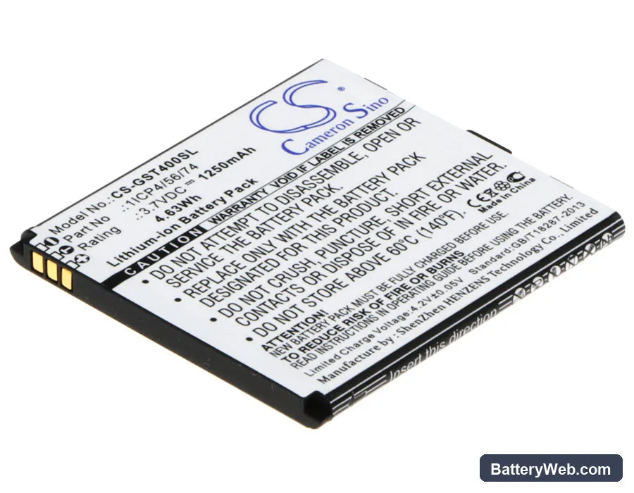 GSmart T4 Replacement Battery, 3.7V, 1250mAh, Li-ion 1