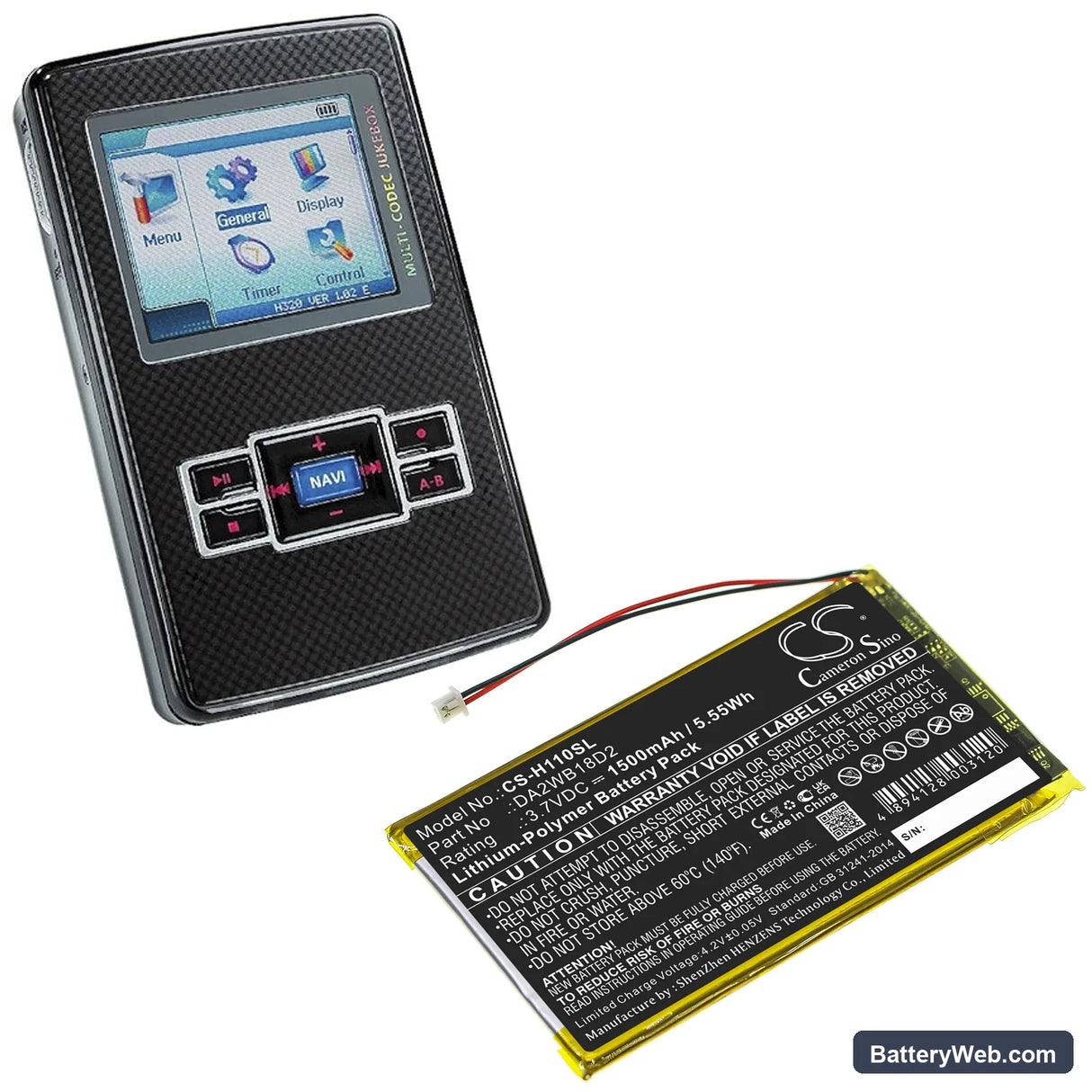 iRiver H110 Replacement Battery, 3.7V, 1500mAh, Li-Polymer 6