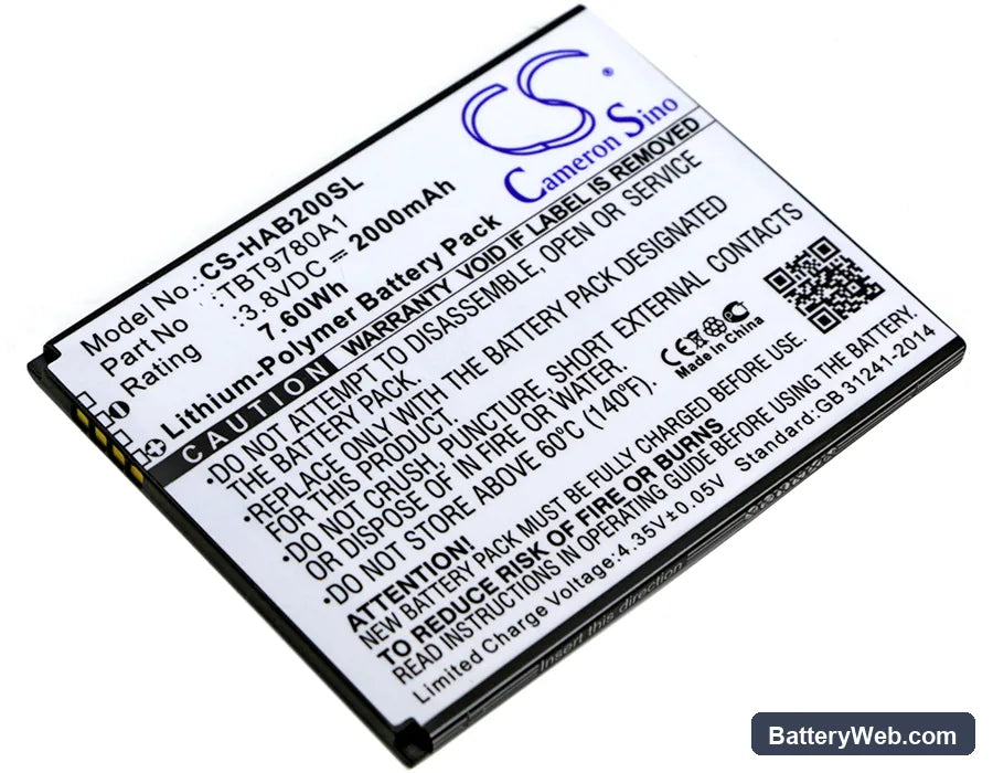 K-Touch Nibiru H1 Replacement Battery, 3.8V, 2000mAh, Li-Polymer 1