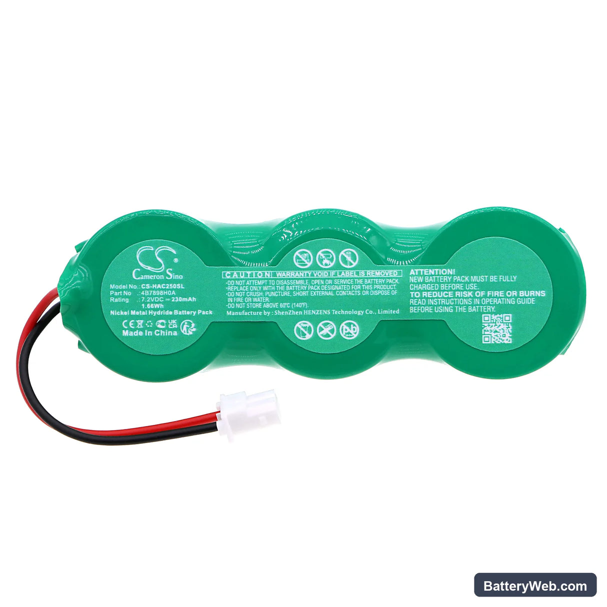 Honda Accord Replacement Battery, 7.2V, 230mAh, Ni-MH 3