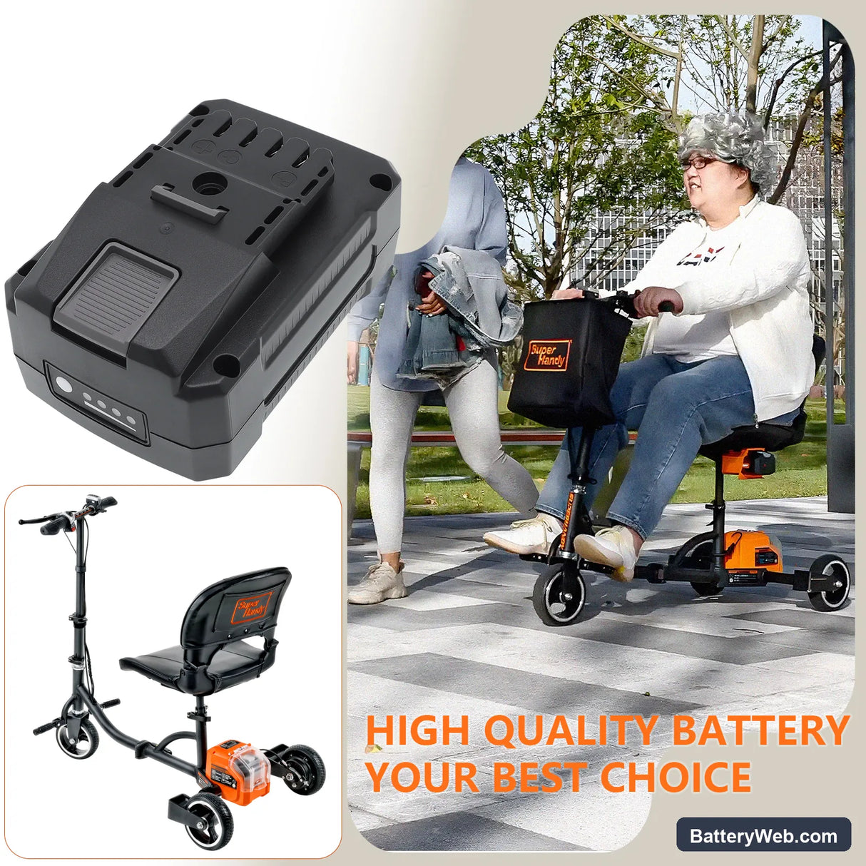 SuperHandy 3 Wheel Power Mobility Scooter Plus Replacement Battery, 48.0V, 2000mAh, Li-ion 6