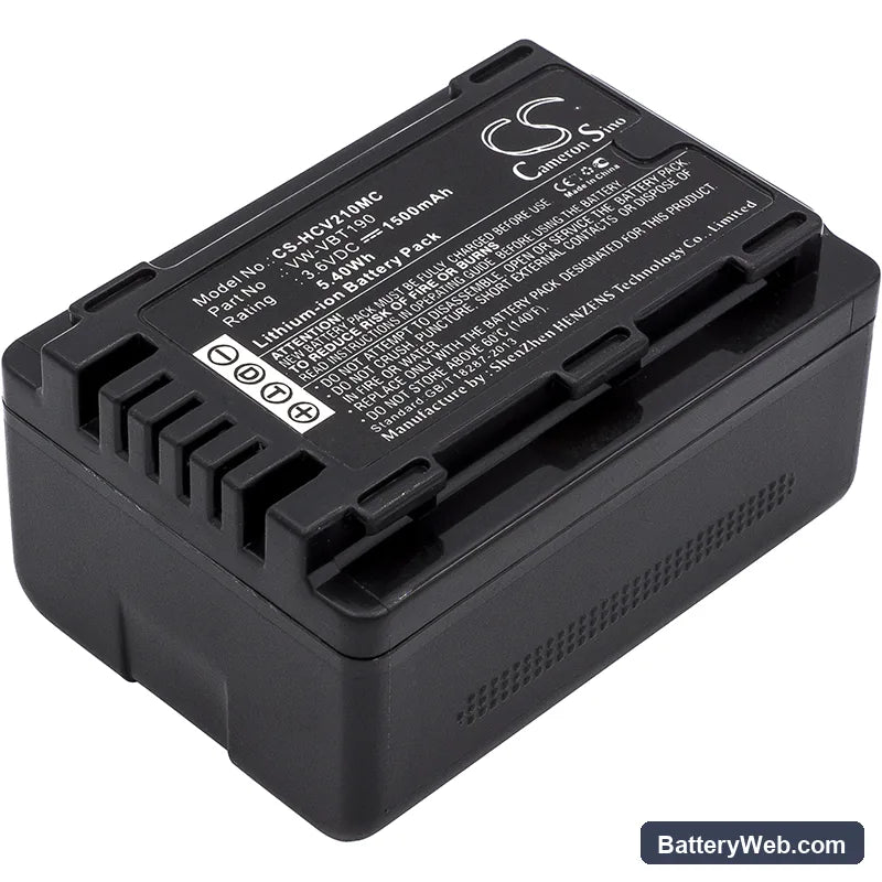 Panasonic HC-V520M Replacement Battery, 3.6V, 1500mAh, Li-ion 1