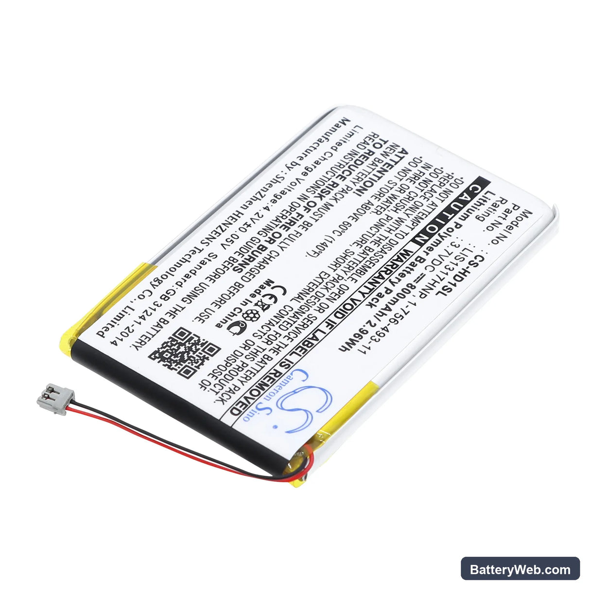 Sony NW-HD1 MP3 Player Replacement Battery, 3.7V, 800mAh, Li-Polymer 2
