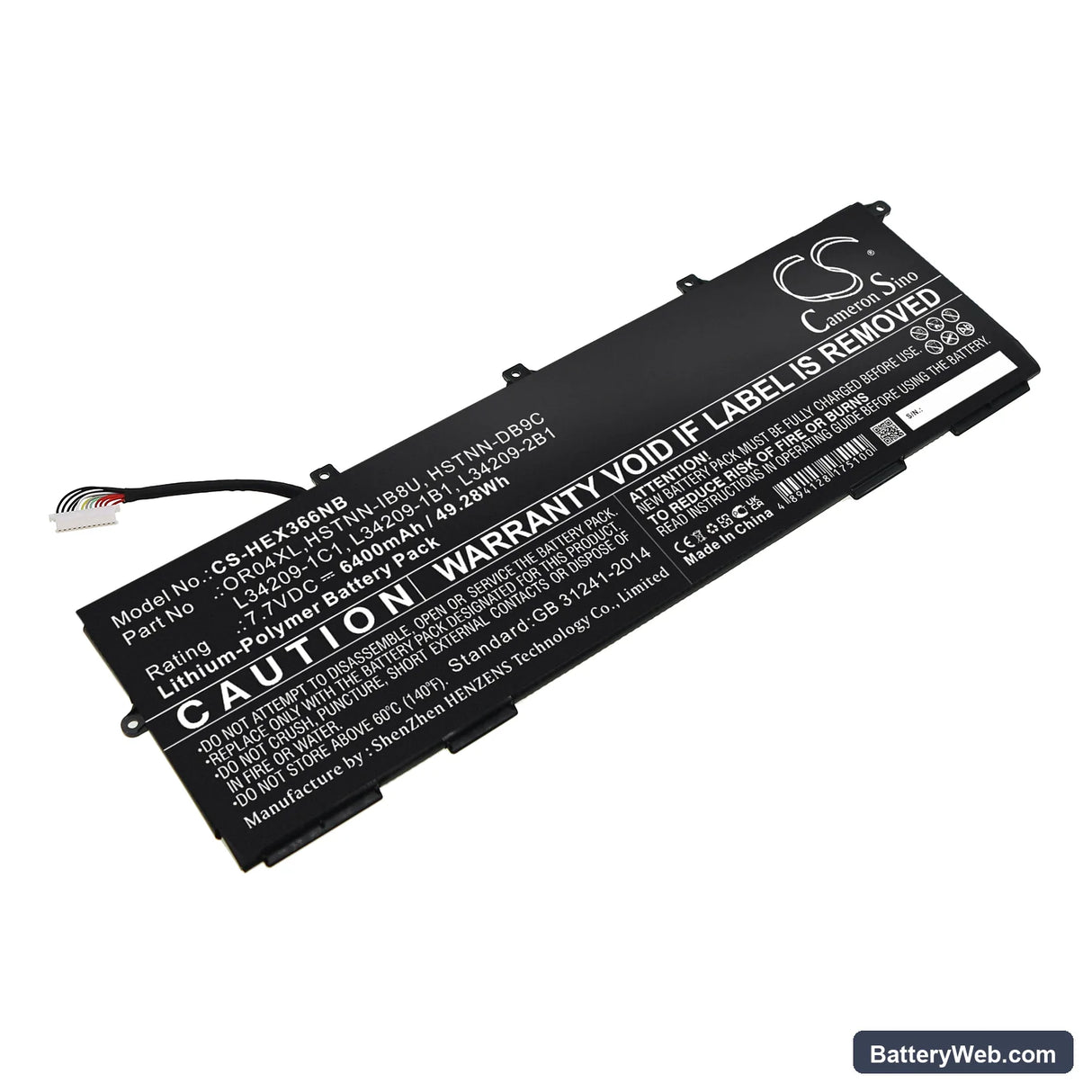 HP EliteBook X360 830 G6 Replacement Battery, 7.7V, 6400mAh, Li-Polymer 1