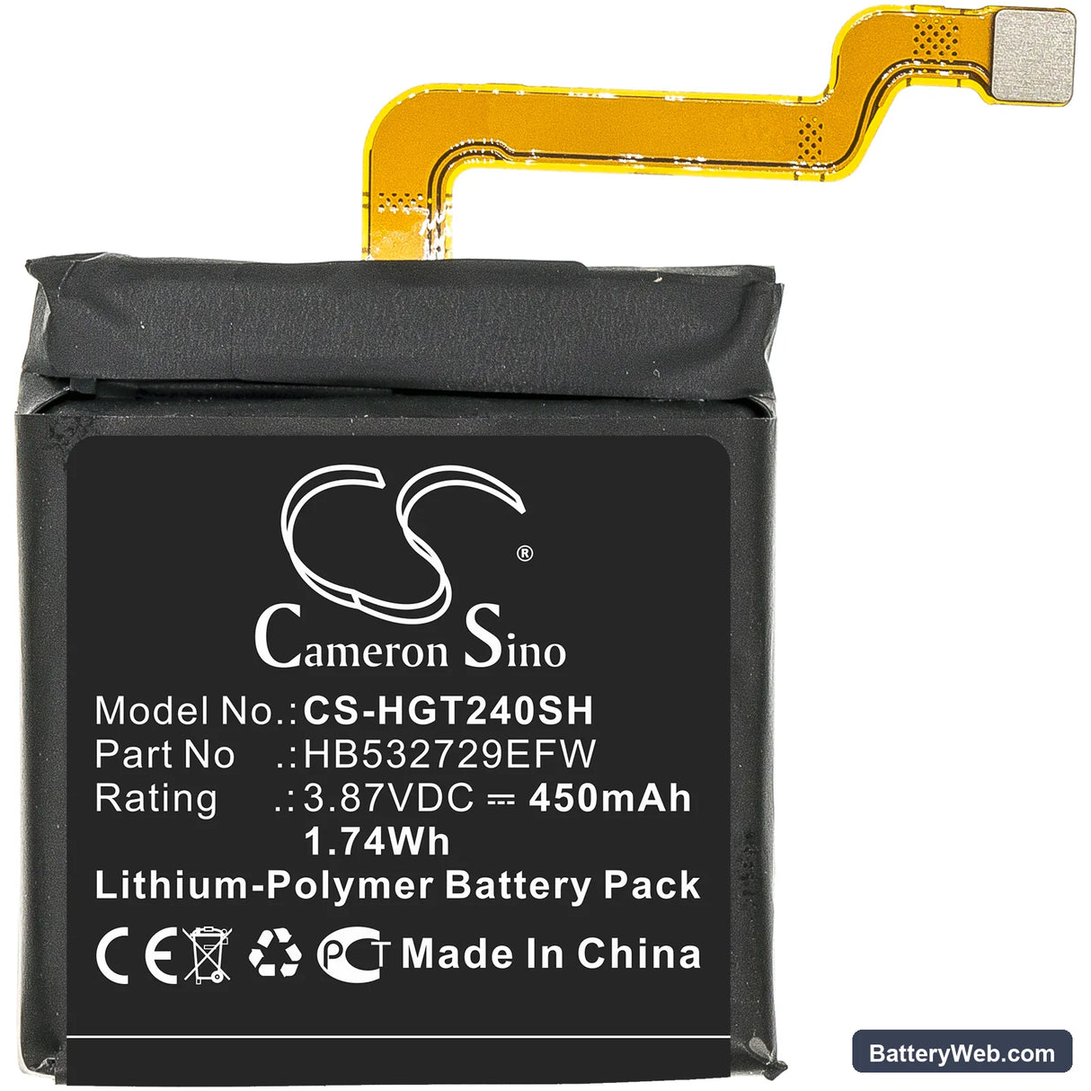 Huawei GT2 Pro Replacement Battery, 3.87V, 450mAh, Li-Polymer 3