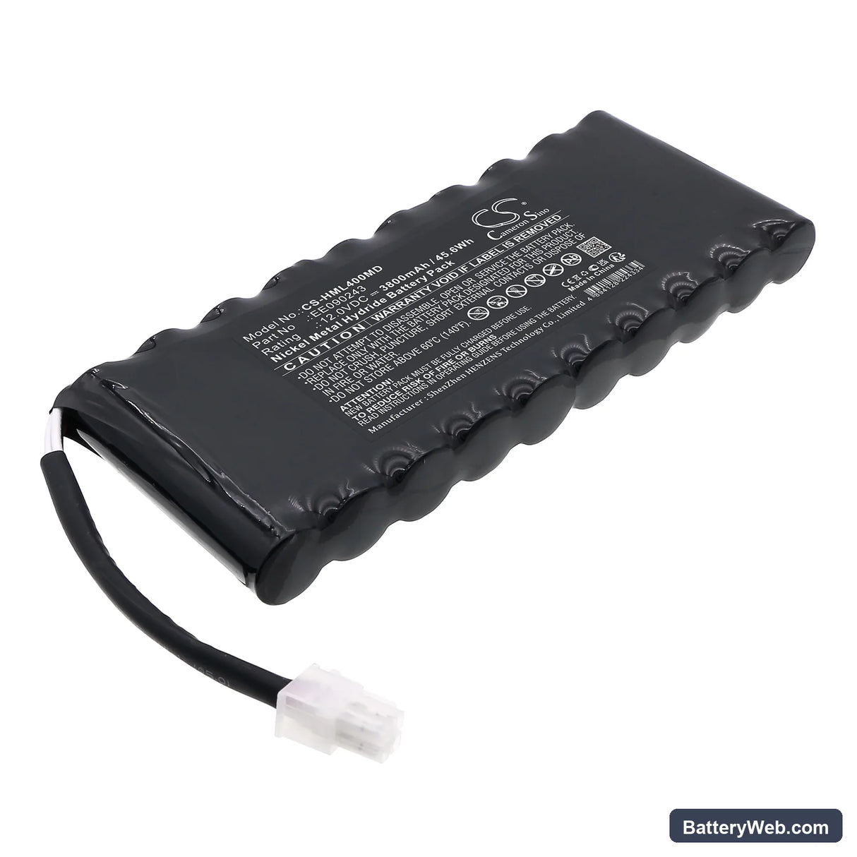 HME Lifepulse 400 Replacement Battery, 12V, 3800mAh, Ni-MH 1