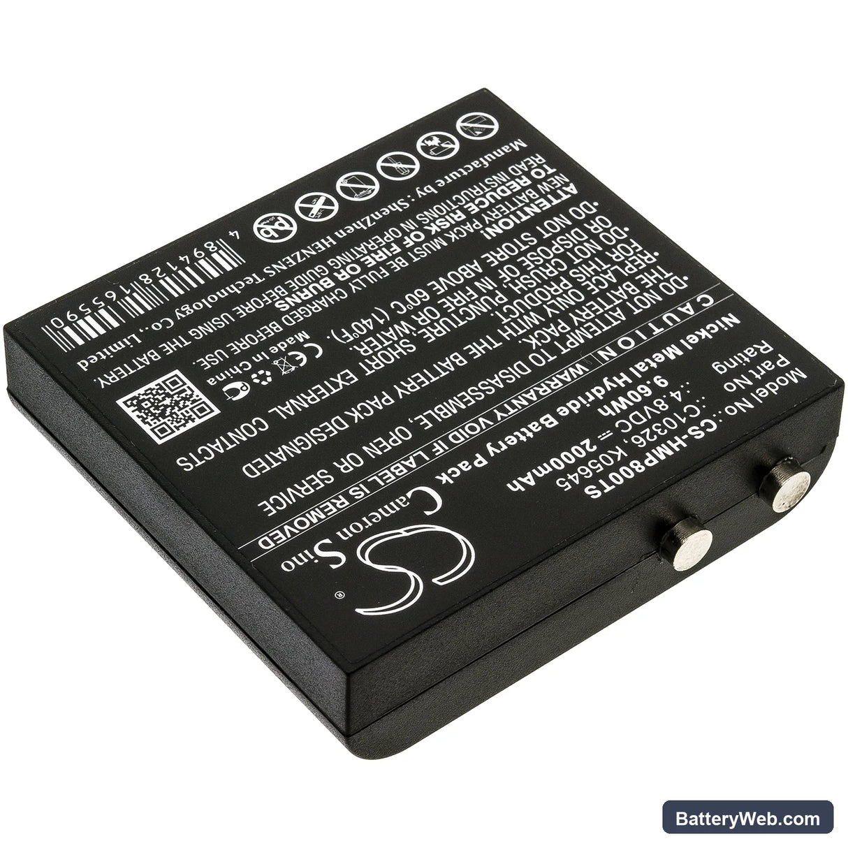 HME BP800 Beltpack Replacement Battery, 4.8V, 2000mAh, Ni-MH 2