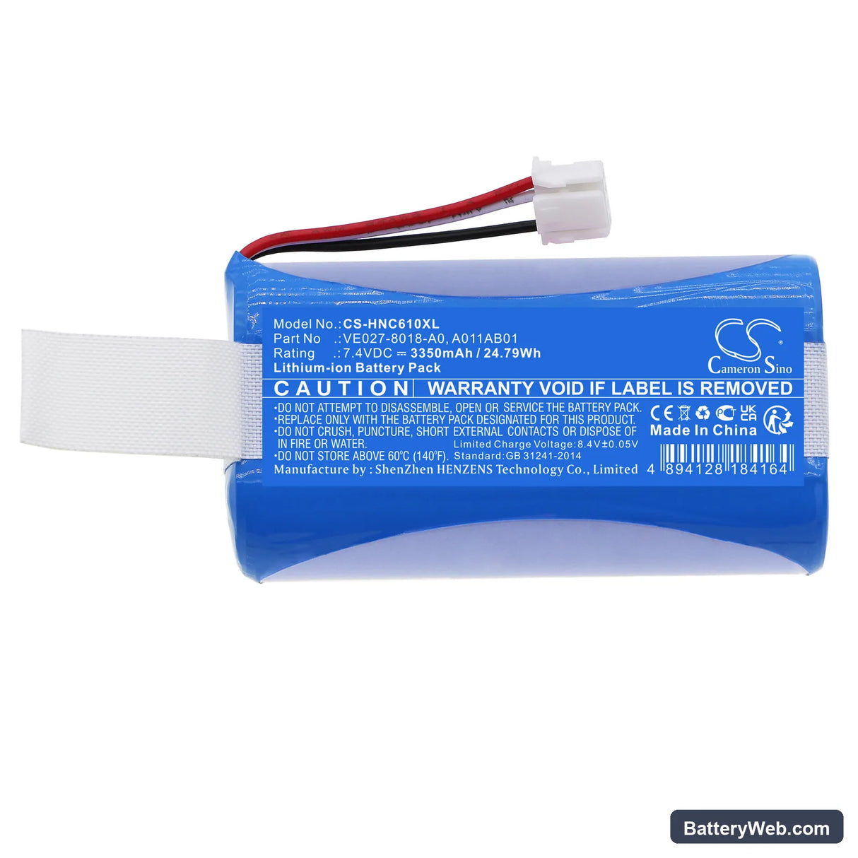 Intermec CV61 Replacement Battery, 7.4V, 3350mAh, Li-ion 3