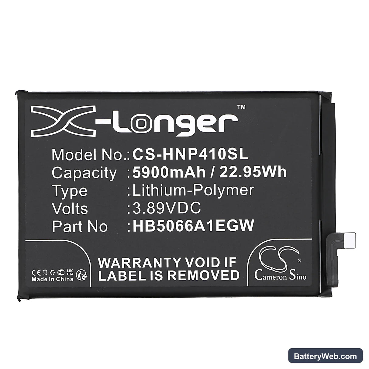 Honor Play 40 Plus Replacement Battery, 3.89V, 5900mAh, Li-Polymer 3