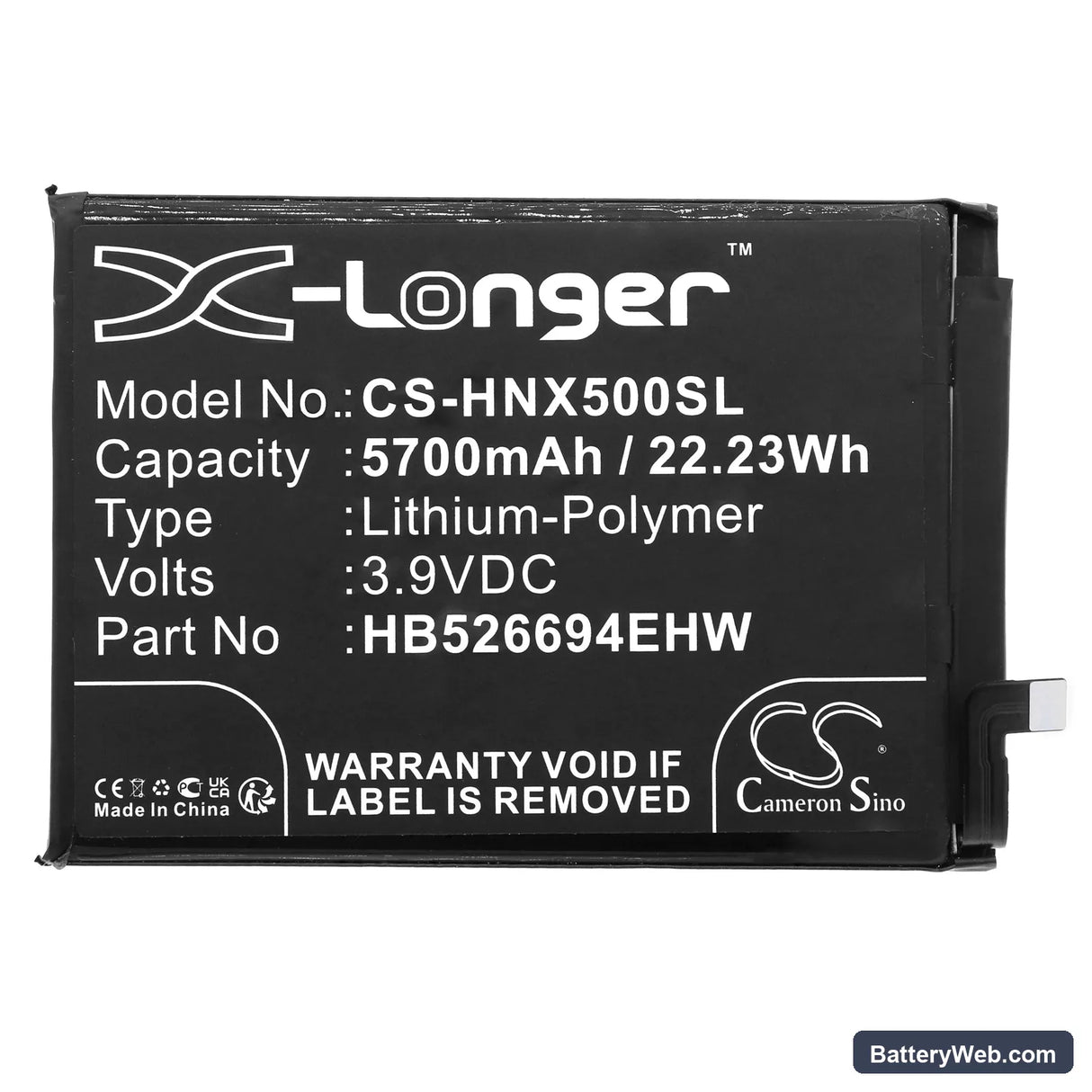 Honor X50 Replacement Battery, 3.9V, 5700mAh, Li-Polymer 3