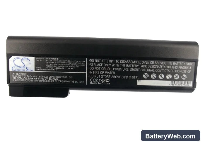 HP EliteBook 8460p Replacement Battery, 10.8V, 6600mAh, Li-ion 5