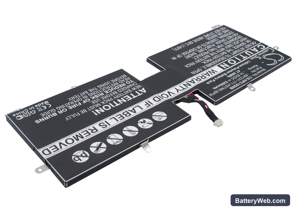 HP Spectre XT TouchSmart 15-4000eg Replacement Battery, 14.8V, 3200mAh, Li-Polymer 3
