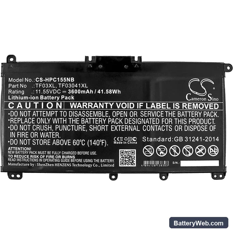 HP Pavilion 15-CC Replacement Battery, 11.55V, 3600mAh, Li-ion 3