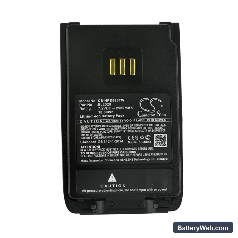 Hytera PD680 CQST Replacement Battery, 7.2V, 2500mAh, Li-ion 5