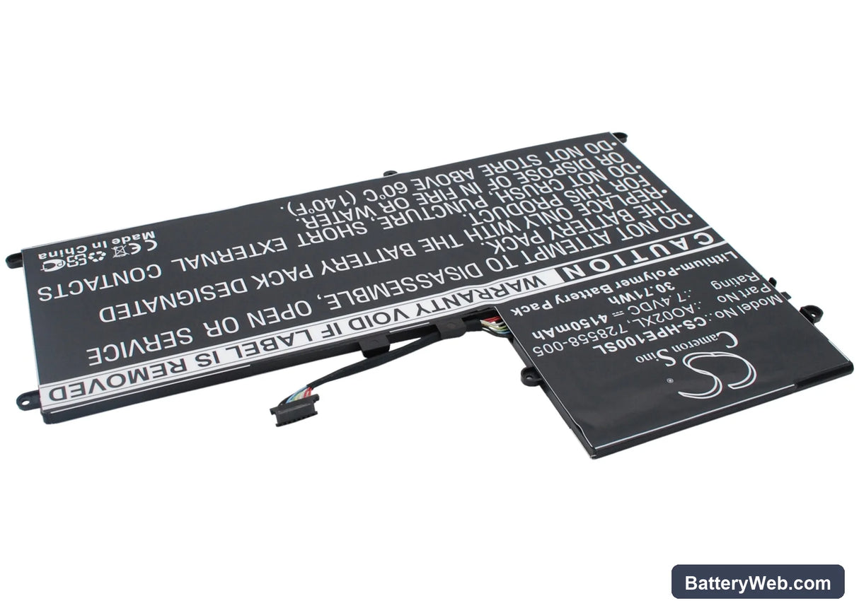 HP ElitePad 1000 Replacement Battery, 7.4V, 4150mAh, Li-Polymer 3