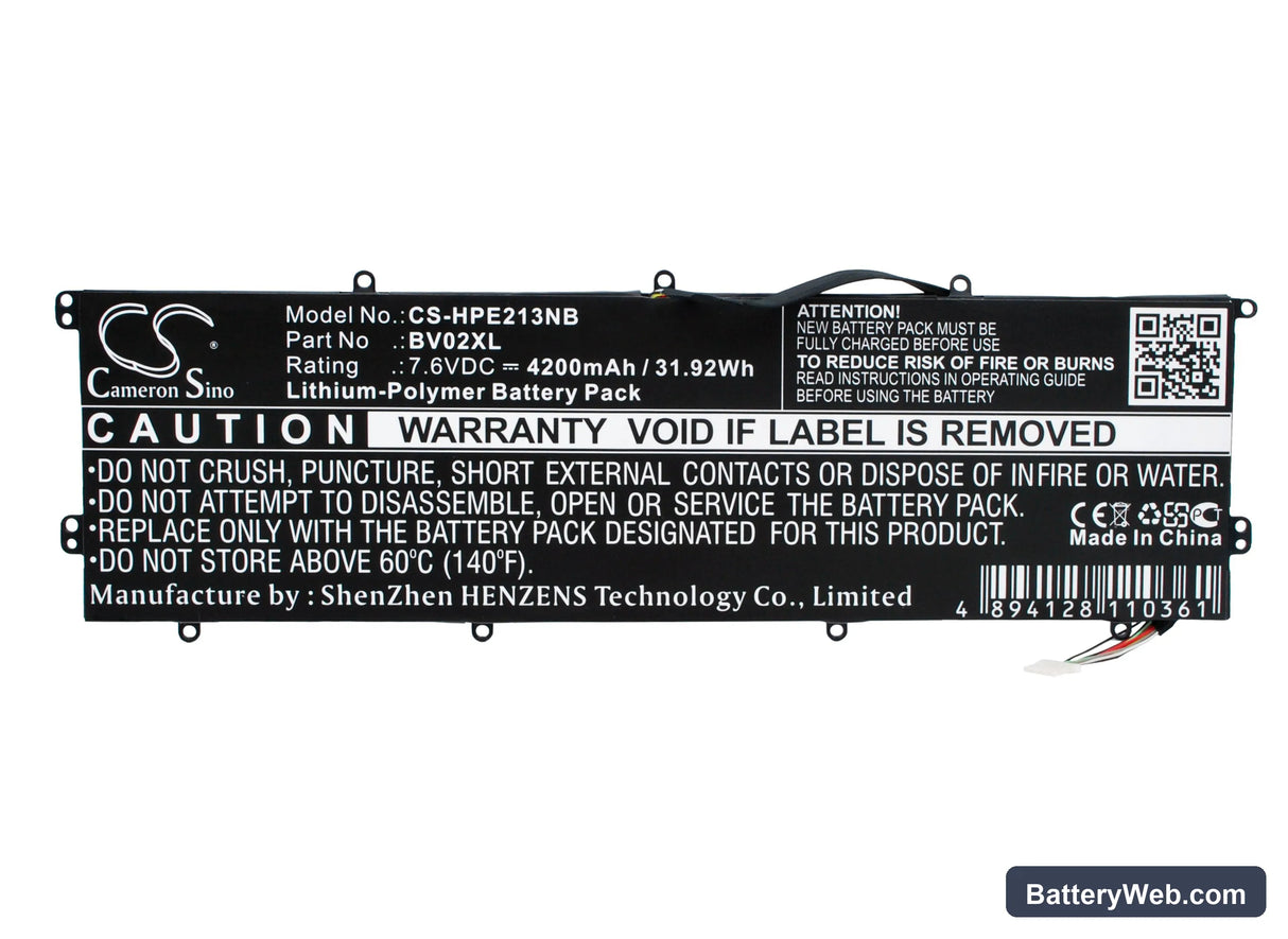HP Envy X2 13" Replacement Battery, 7.6V, 4200mAh, Li-Polymer 5