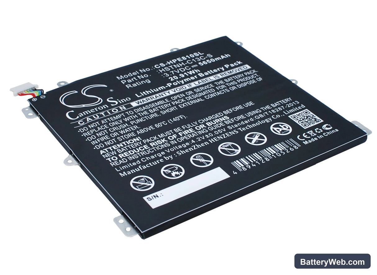 HP Slate 8 Pro Replacement Battery, 3.7V, 5650mAh, Li-Polymer 2