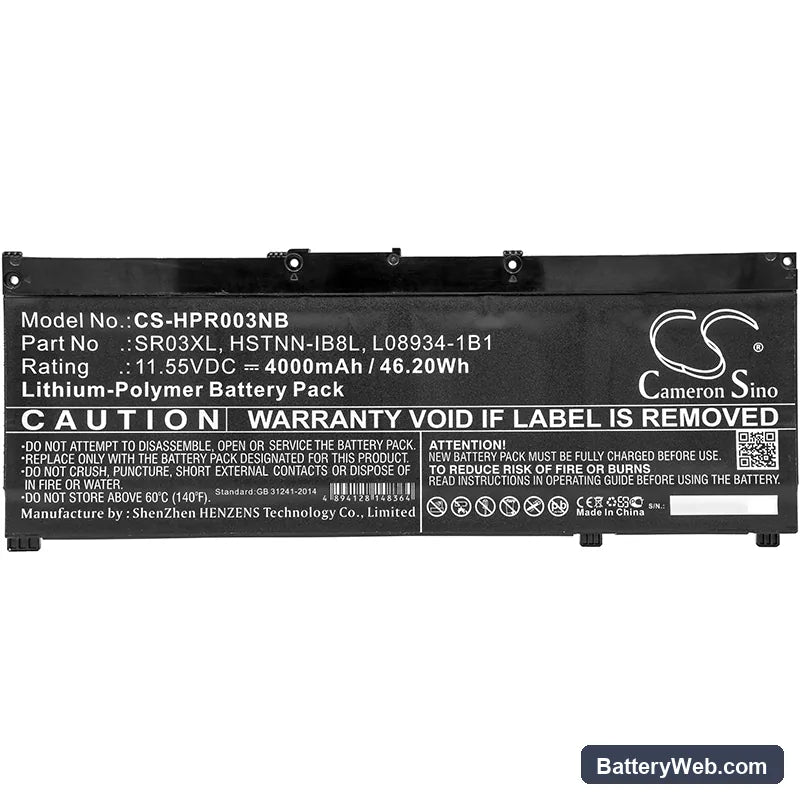 HP Pavilion 15-CX0058WM Replacement Battery, 11.55V, 4000mAh, Li-Polymer 5