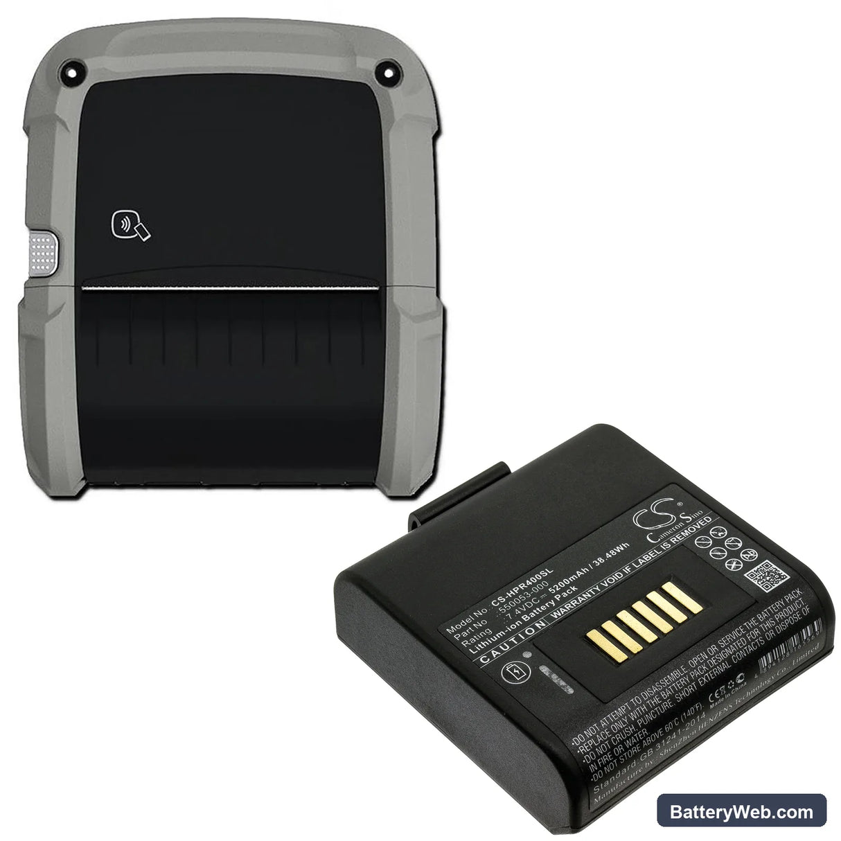 Intermec RP4 Replacement Battery, 7.4V, 5200mAh, Li-ion 4