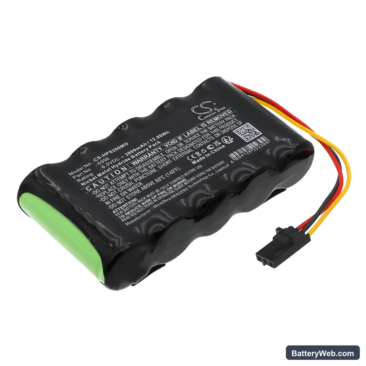 Healthdyne Smart 2 Monitor Replacement Battery, 6V, 2000mAh, Ni-MH 1