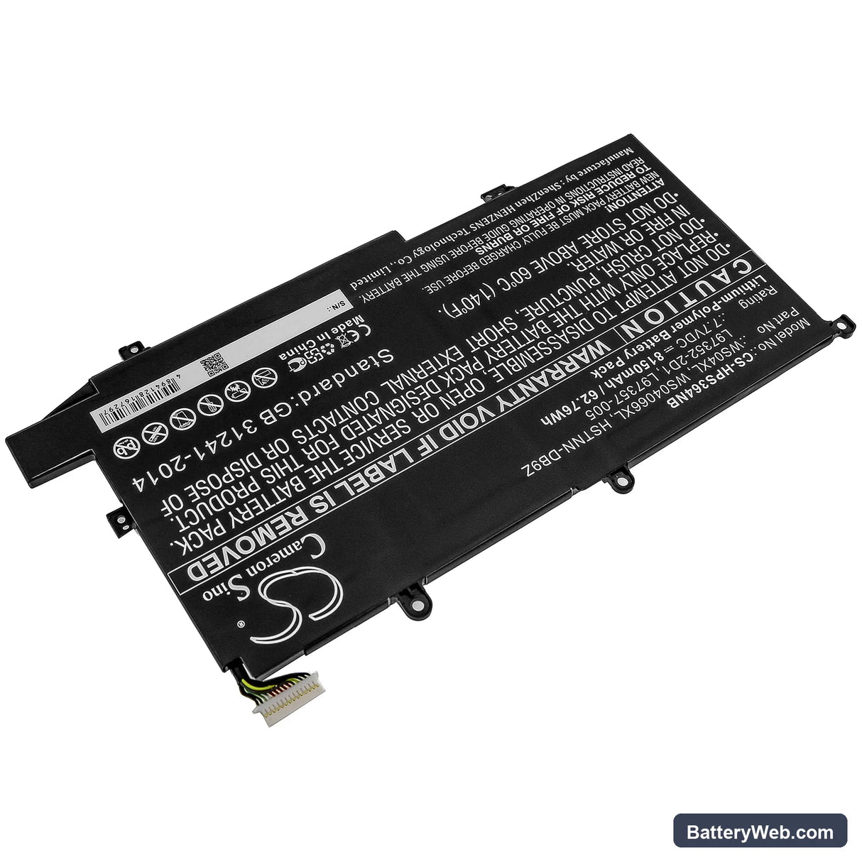 HP Spectre X360 14T Replacement Battery, 7.7V, 8150mAh, Li-Polymer 2