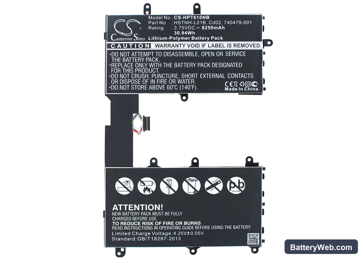 HP Omni 10 Replacement Battery, 3.75V, 8250mAh, Li-Polymer 5