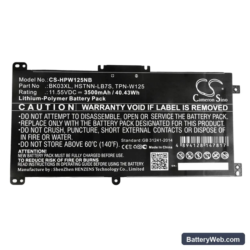 HP Pavilion X360 14-BA013NL Replacement Battery, 11.55V, 3500mAh, Li-Polymer 3