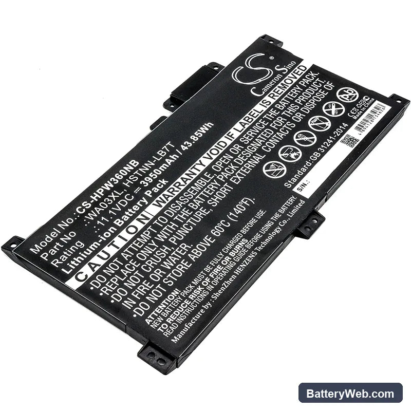 HP Pavilion X360 15-BK150SA Replacement Battery, 11.1V, 3950mAh, Li-ion 1