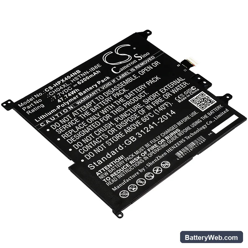 HP Chromebook X2 Replacement Battery, 7.7V, 6200mAh, Li-Polymer 1