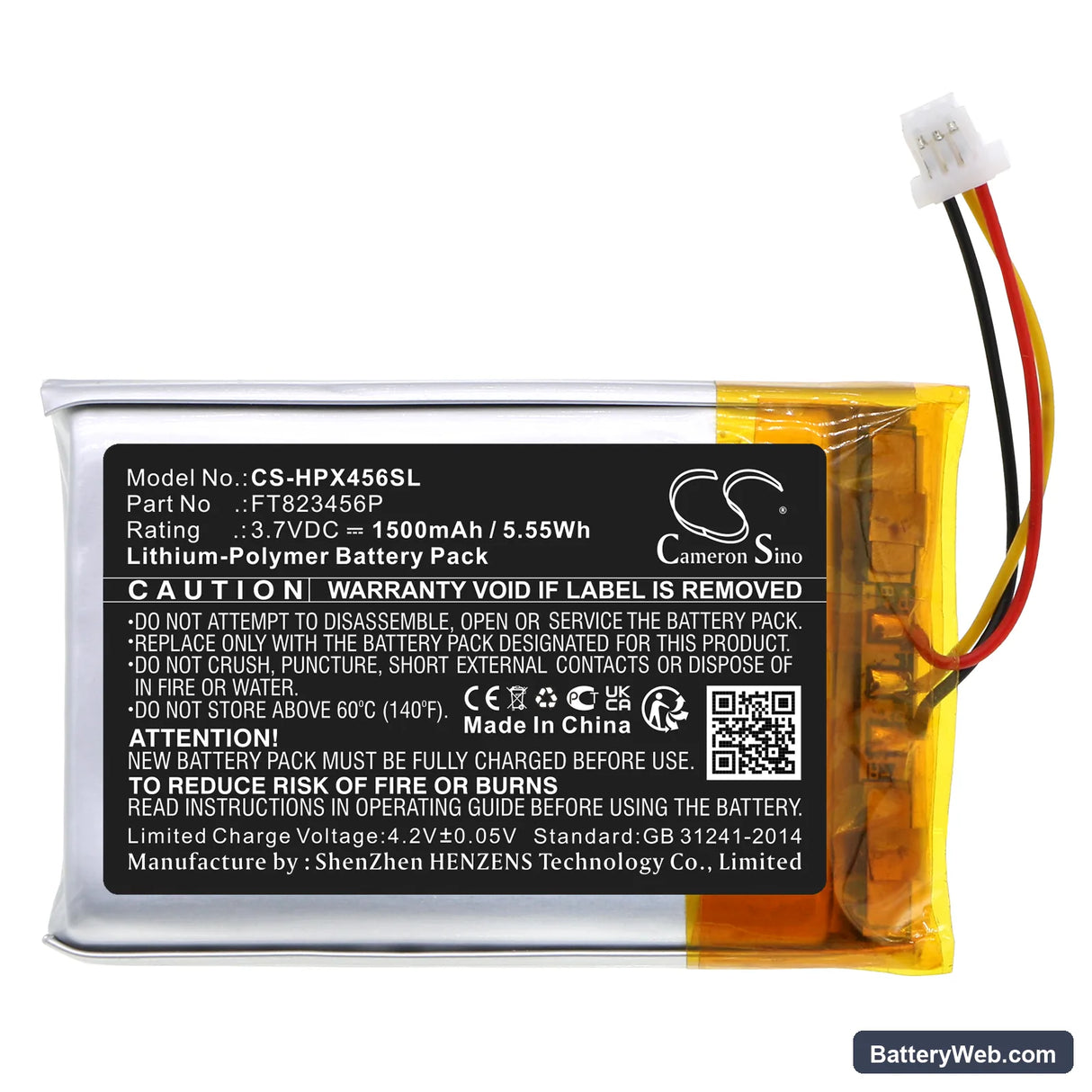 Corsair HS75 XB Replacement Battery, 3.7V, 1500mAh, Li-Polymer 3